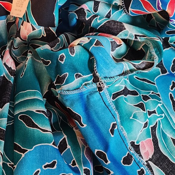 NWOT Men's Hilo Hattie Size XL Birds of Paradise Blue Palm Cotton Shirt - WOW! - Picture 8 of 12